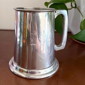 Vintage Leonard English Pewter Beer Mug with Glass Bottom | Eales of Sheffield